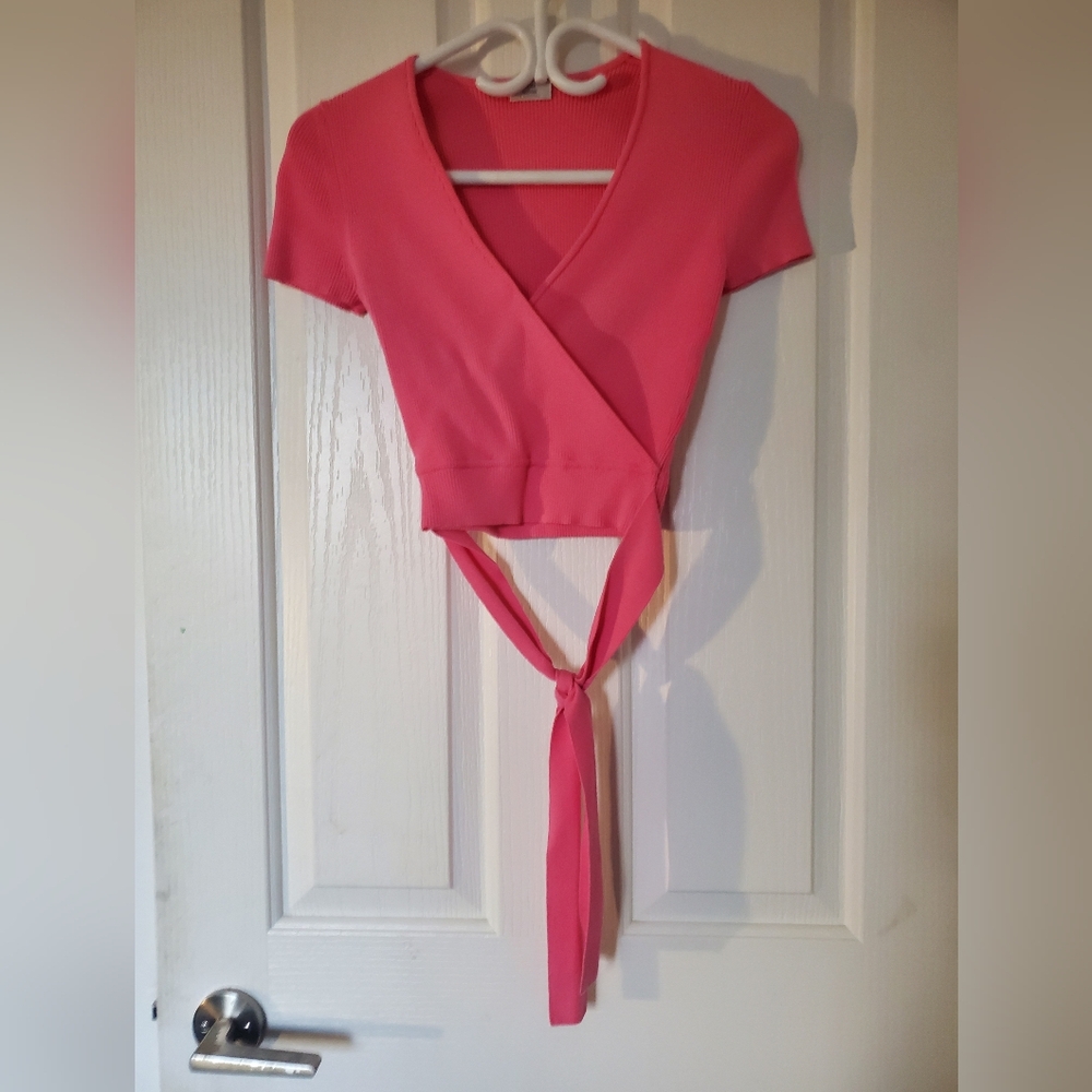 Little Moon Coral Wrap Crop Top